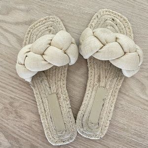 ASOS Braided Linen Mule Sandals - Nude Size 5